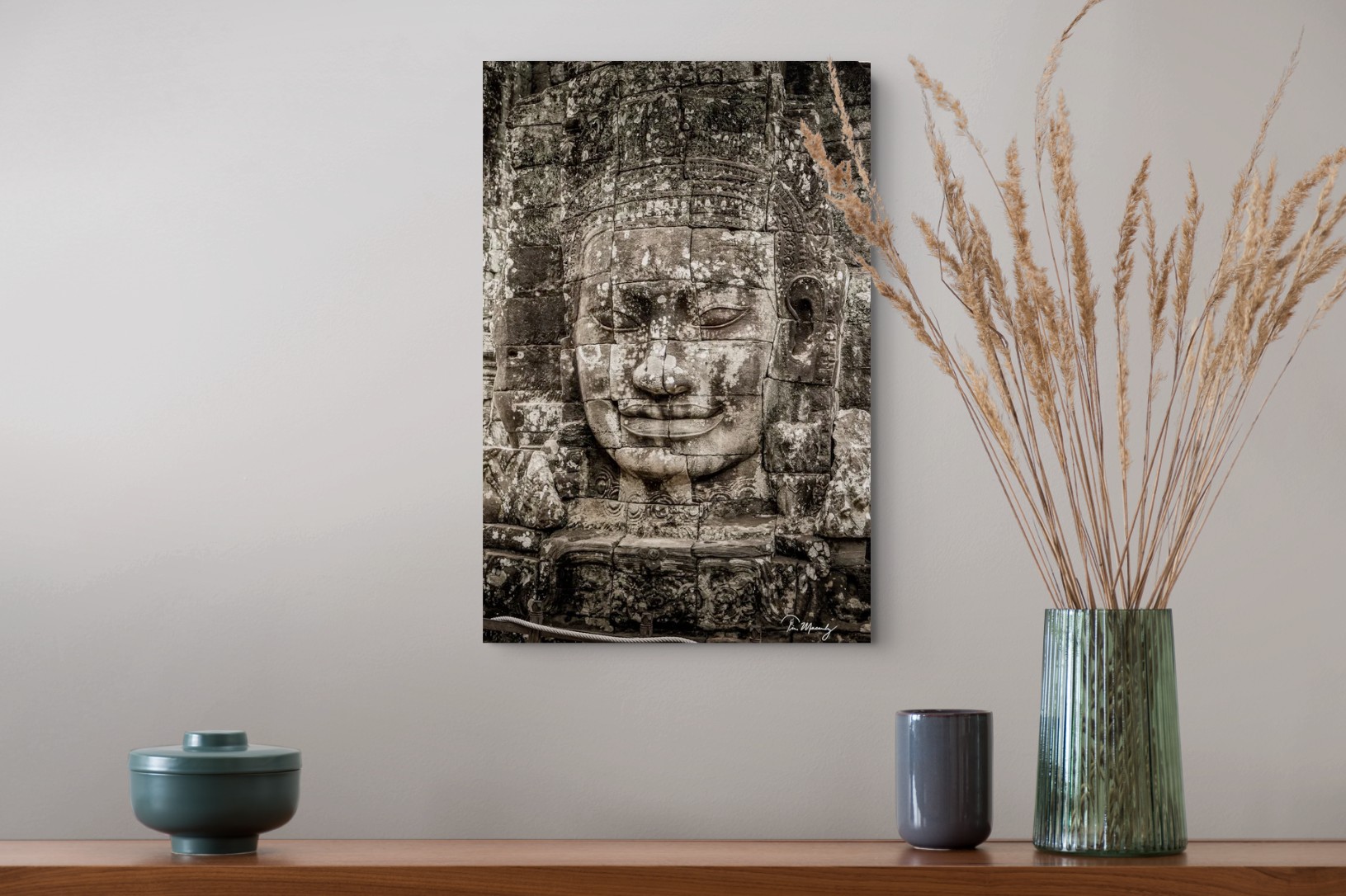 Bayon Face fine art print displayed on a wall