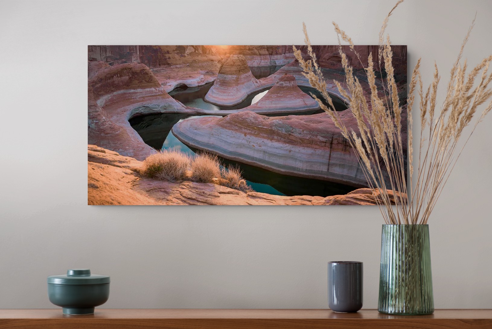 The Labyrinth, Reflection Canyon fine art print displayed on a wall