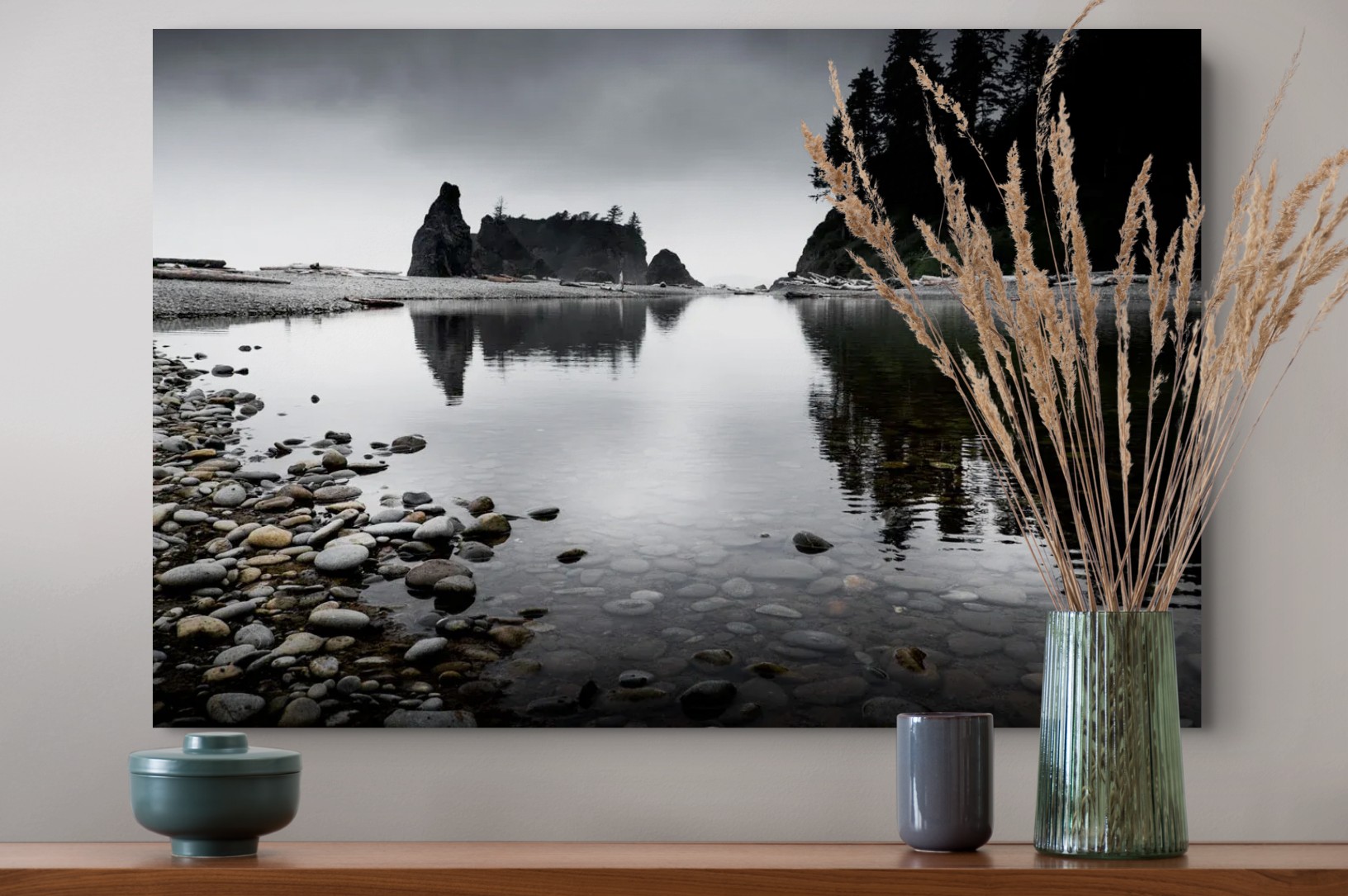 Twilight Coast, Ruby Beach fine art print displayed on a wall